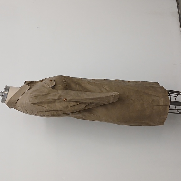 Tahari Arthur S. Levine Olive Brown Drab Shirt Dress Size 6 - Picture 2 of 8